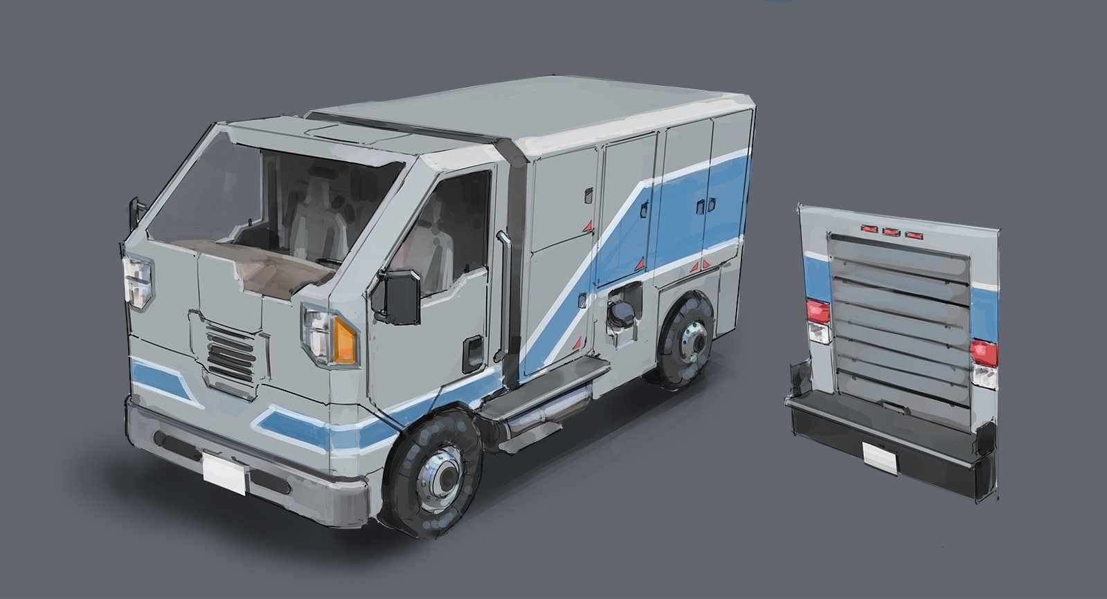 Installation 01 New Order Truck Concept Art by Aviixe (Stephen Boe)