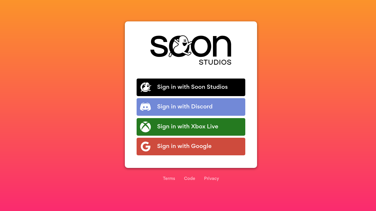 Soon Studios Sign-In Preview